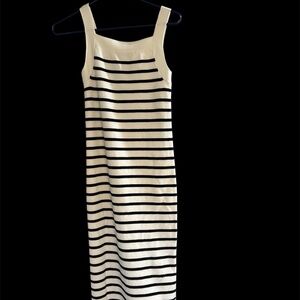 White Black Stripe Sleeveless Knit Maxi Dress SP BodyCon LOFT
